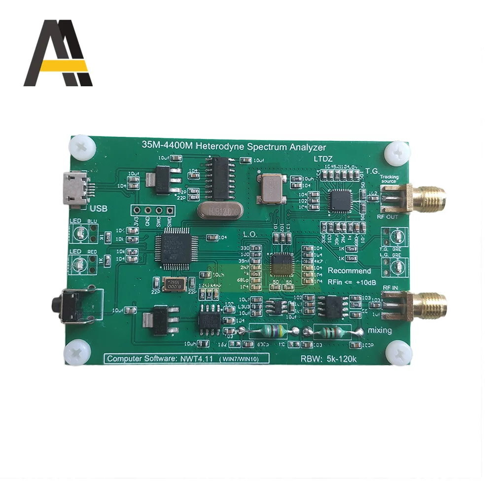 35M-4400M Spectrum Analyzer Board RF Frequency Domain Analysis Tool Spectrum Analyzer with USB Interface Signal Source Module