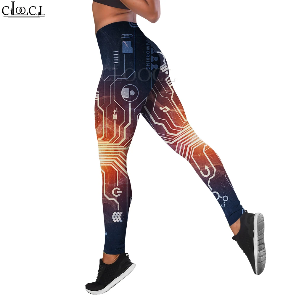 CLOOCL Damen-Leggings, Leiterplatte, 3D-gedruckt, hohe Taille, Elastizität, Legging, weiblich, für den Innenbereich, Push-Up-Trainingshose