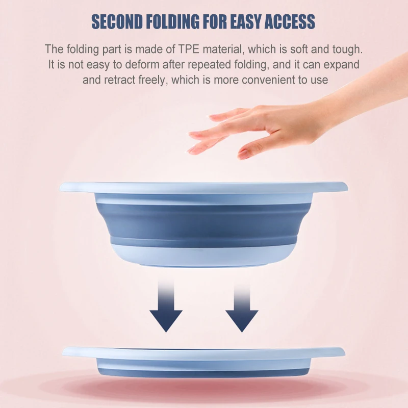 Collapsible Round Washbasin, Multipurpose Washing Basin, Portable Dishpan, Washing Up, Folding Water Bucket for Bathroom