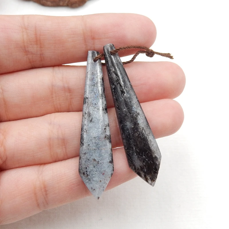 Natural Find jewelry Blue Kyanite Earrings Pairs,Fashion DIY Earring Semiprecious stone Jewelry Earring,48x10x3mm6.6g