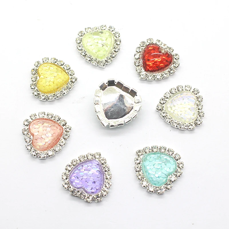 New 10 pieces/batch 18MM heart-shaped rhinestone crystal sequin jewelry accessories, DIY handmade clothing accessories