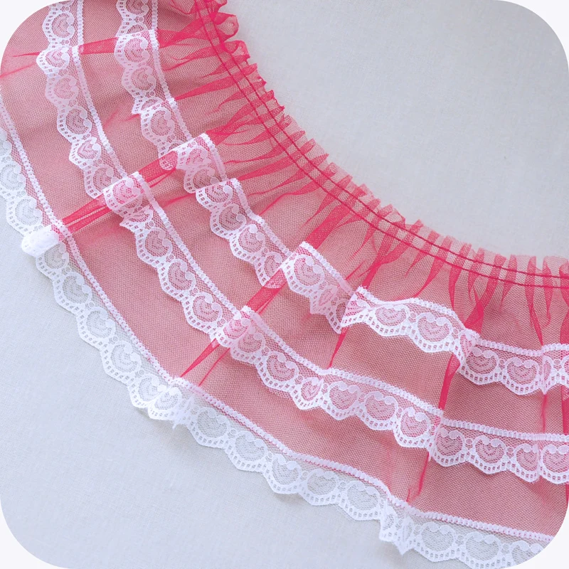 

5 метров плиссированная тюлевая кружевная ткань с рюшами, юбка-пачка «сделай сам», материал для изготовления кукольной одежды, украшение, красная, розовая, белая отделка шириной 17 см