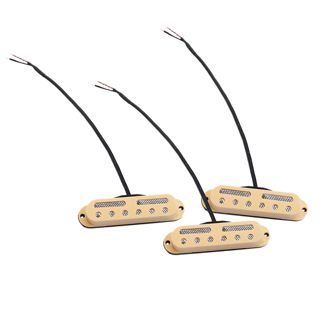 3pieces SSS Guitar Single Coil Humbucker Pickup W/ Screws Spring Beige Cover