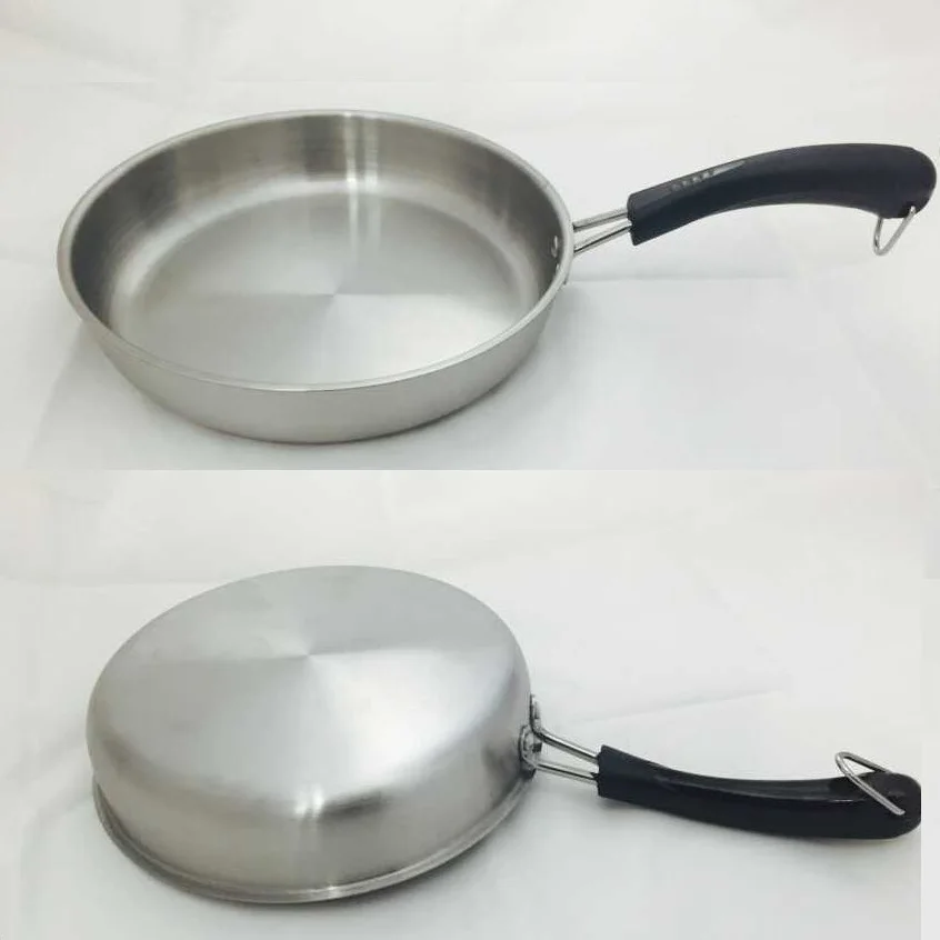 Witout Lid 22cm Kitchen Cookware  Stainless Steel Frying Pan Uncoated Non-Stick Skillet Pan Saucepan