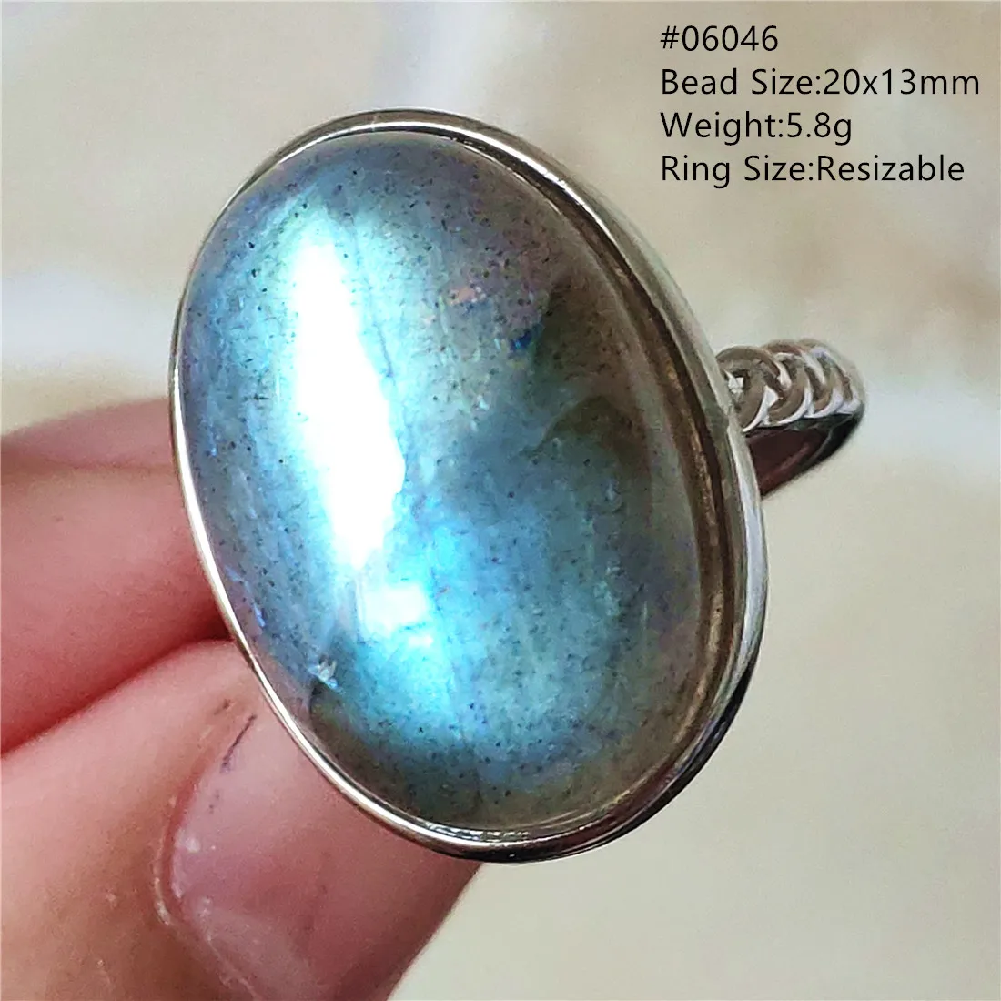 Naturalne niebieskie światło labradoryt regulowany pierścień owalny okrągły 925 Sterling Silver kolorowe niebieski labradoryt rzadkie kobiety mężczyźni AAAAA