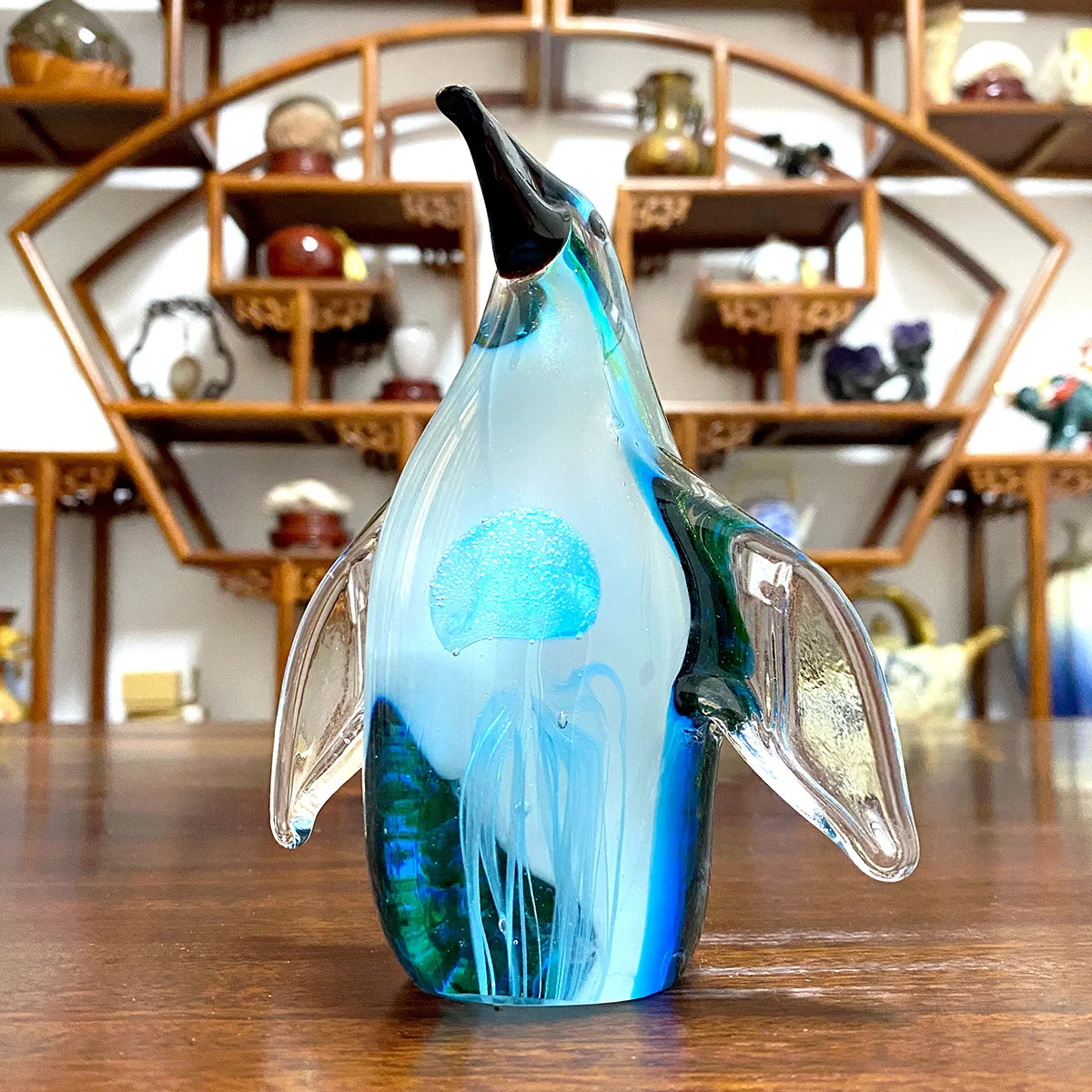 Glass Glaze Handicraft Collection Marine Animals Sculpture Figurines Living Room Wine Cabinet Modern Home Decoration Centerpiece