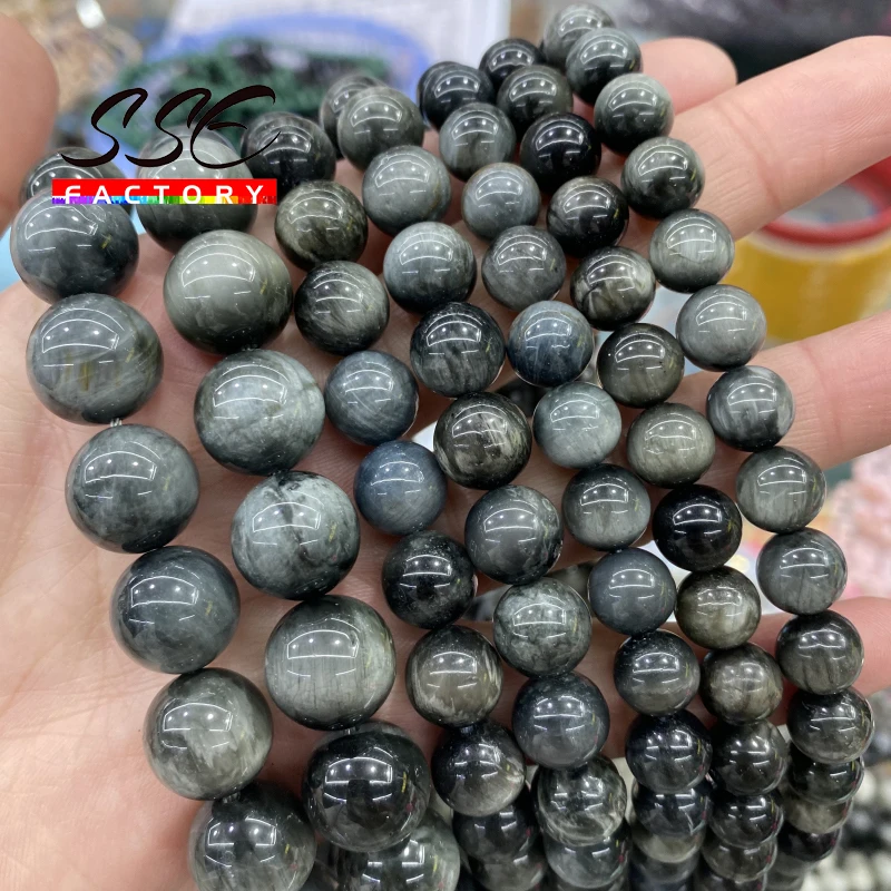 

A+ Natural Gem Hawk Eye Falcon Round Loose Spacer Beads For Jewelry Making Diy Charm Bracelets Women's Necklace 6 8 10 12mm 15''