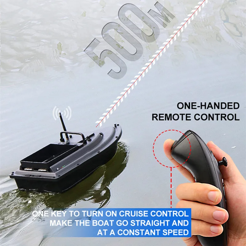 เรือตกปลาควบคุมระยะไกล Smart Correction Sonar Fish 500M พร้อมระบบควบคุมความเร็วคงที่ กันน้ำ หมุนได้ 360 องศา ° เรือบังคับวิทยุ Free Control 6 ชั่วโมง