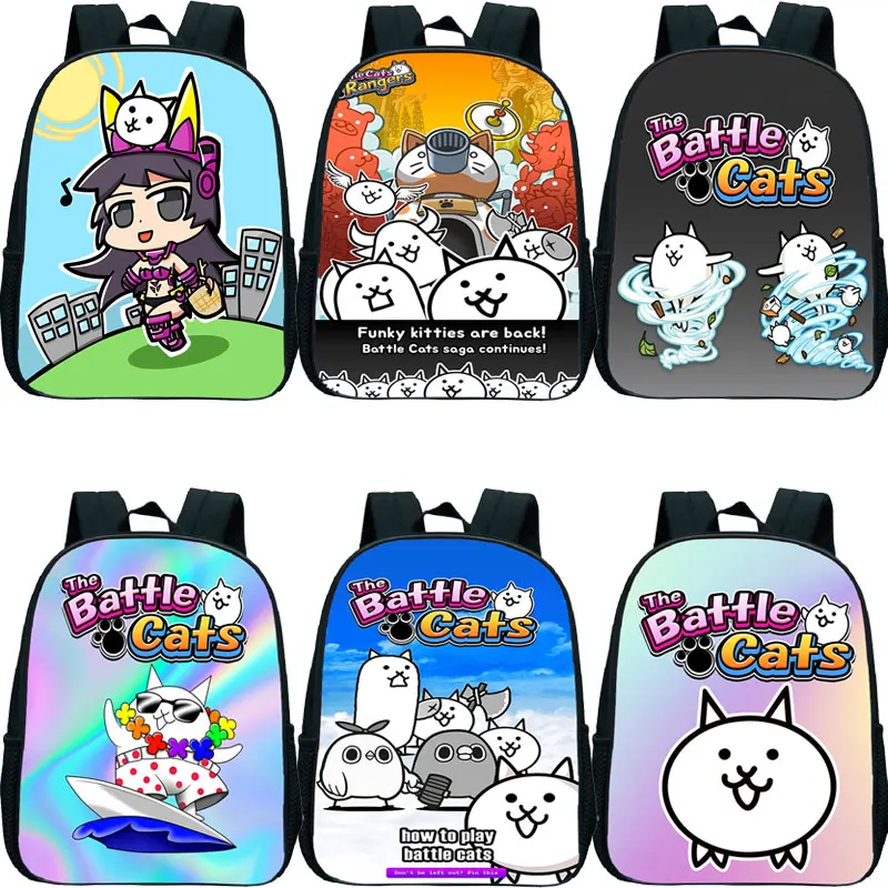 

12 Inch The Battle Cats Kids Backpack Kindergarten Bags Cute Cartoon School Bag Boys Girls Bookbag Children Zip Rucksack Mochila