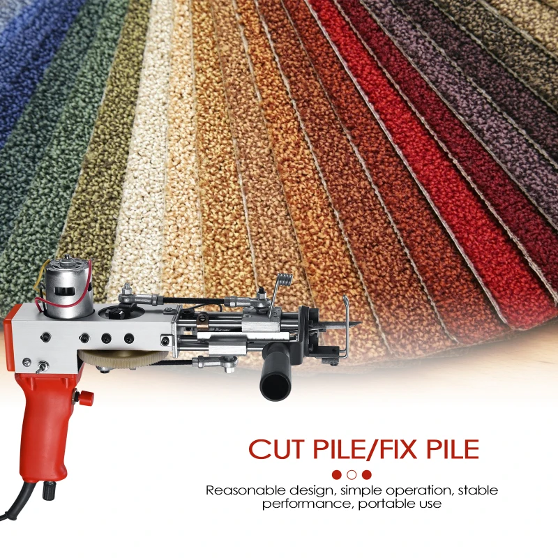 All-aluminum Heavy-duty Red Electric Carpet Tufting Gun Hand Gun Carpet Weaving Flocking Machines Loop Pile Cut pile EU Plug