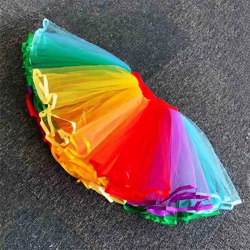 JIERUIZE Nhiều Màu Sắc Ngắn Petticoats Rainbow Ngắn Váy Lolita Cosplay Petticoat Ba Lê Váy Tutu Rockabilly Crinoline