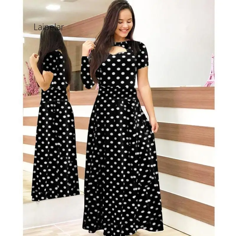 Elegant Spring Autumn Women Dress 2019 Casual Bohmia Flower Print Maxi Dresses Fashion Hollow Out Tunic Vestidos Dress