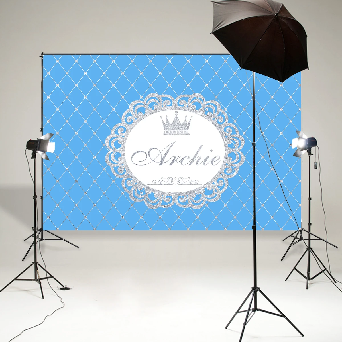 

BEIPOTO Blue silver royal prince photography backdrops baby shower boy background photo booth candy dessert table poster B-873