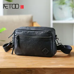 AETOO Men's leather shoulder bag, first layer leather casual messenger bag, men's messenger bag