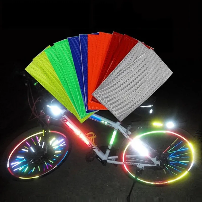 Bike Reflective Stickers Cycling Fluorescent Reflective Spoke Light Adhesive Tape Safety Decor Sticker Bike Accessories