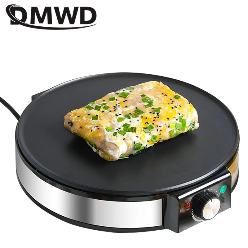 DMWD 220V 1200W wielofunkcyjny elektryczny patelnia 30CM średnica inteligentny naleśnik Muffin maszyna do pizzy narzędzie do grillowania dla 2-3 osób