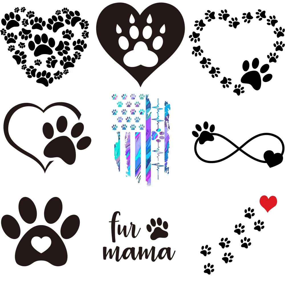 Dog Paw Patches For Clothing Heat Transfer Stickers For Clothes DIY Graphic Parches Termoadhesivos Para Ropa Clorhing Stickers