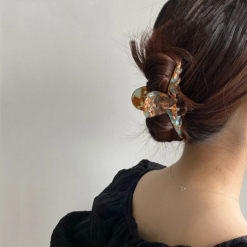 Korean elegant and exquisite mint green brown floral hair ing head back hairpin headdress clip hairpin  hair accessories