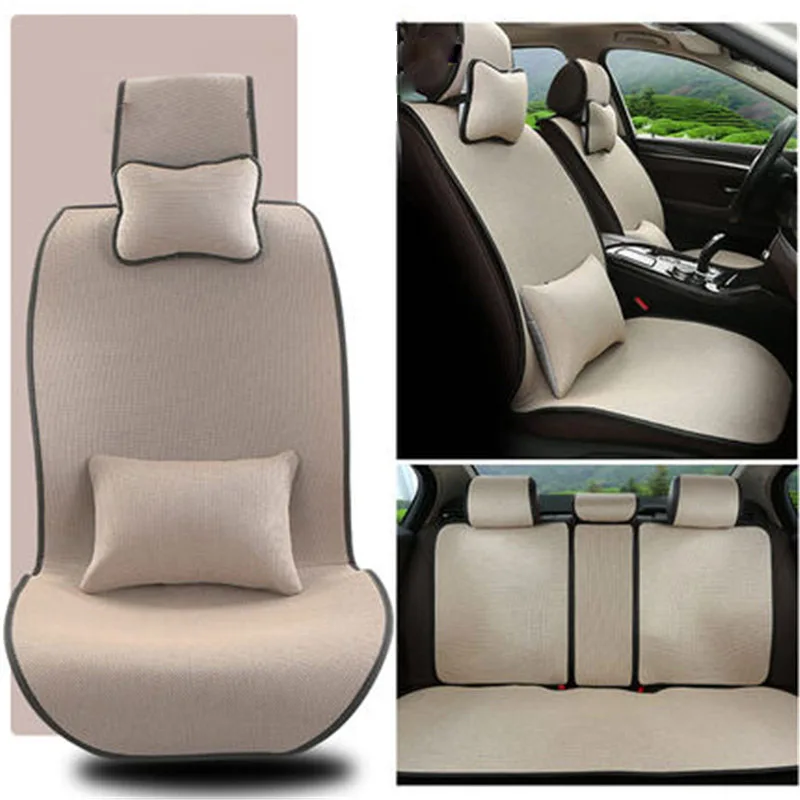 5 - 9 kits Car seat four seasons universal ice silk linen car seat cushion summer cool pad non-slip cushion cover