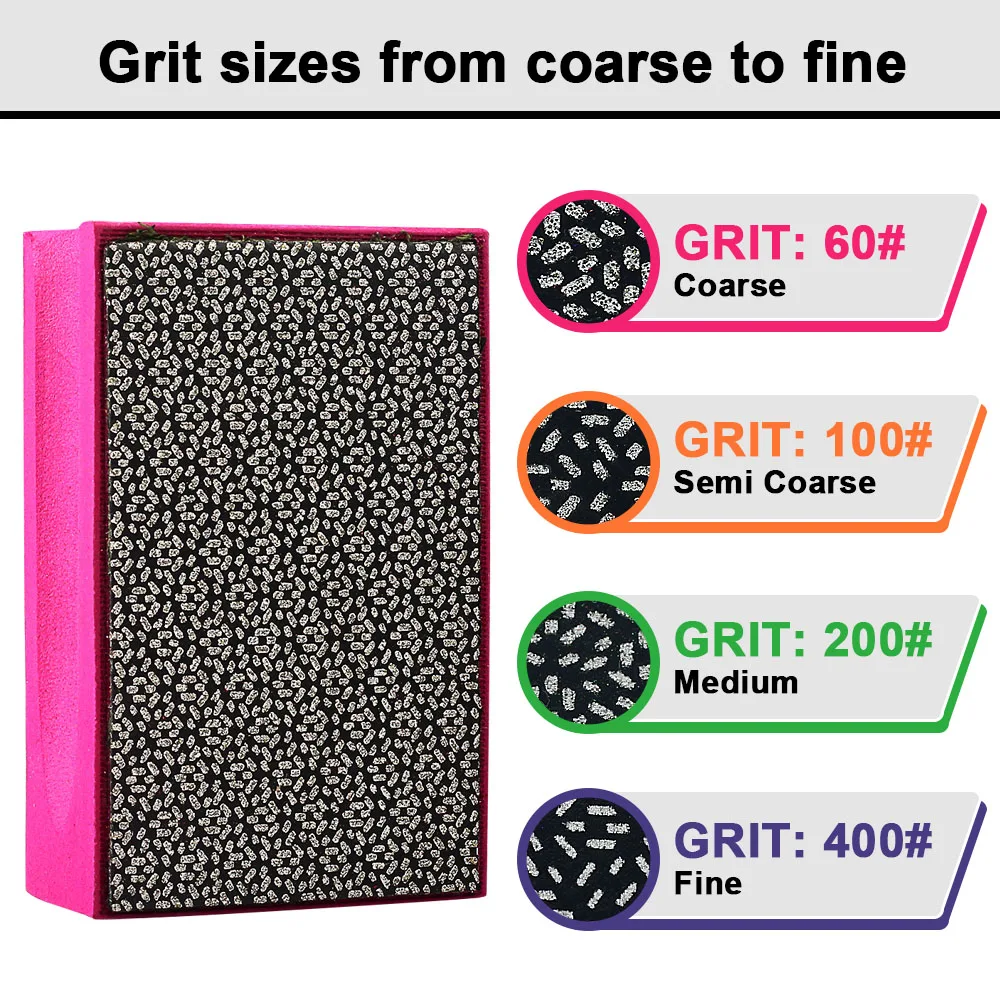 Diamond Hand Polishing Pads Diamond Pads Hand-Held Sanding Block for Grinding, Polishing Sharp Edges