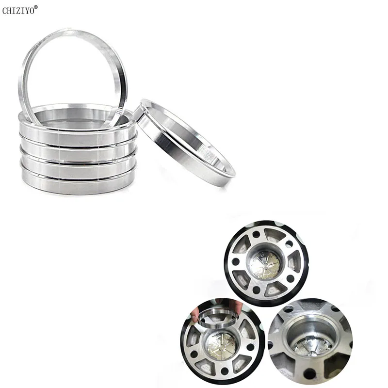 4 Pcs/set Inner Diameter 57.1 60.1 64.1 Turn 73.1 Wheel Hub Modification Center Ring Aluminum Alloy Center Hole Collar