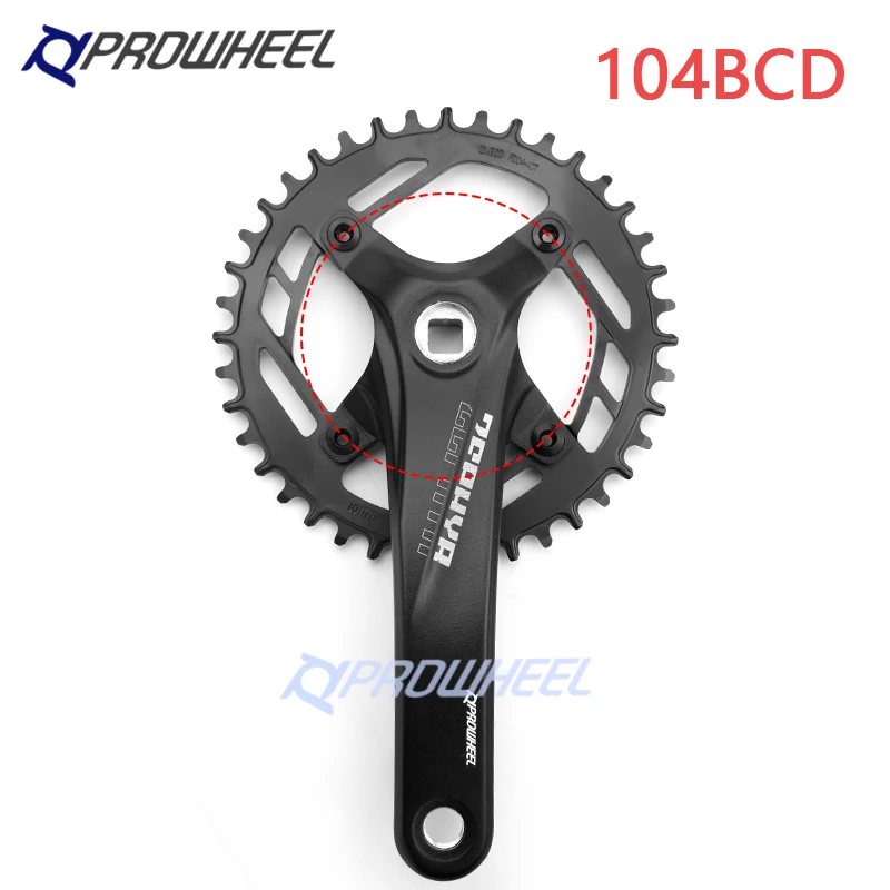 Prowheel Bicycle Crank Sprocket 104BCD MTB Bike Square Hole 170mm 175mm Crankset 32T 34T 36T 38T 40T STEEL Narrow Wide Sprockets