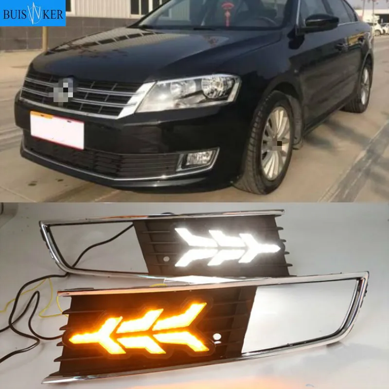 

1 Pair For Volkswagen VW Lavida 2013 2014 with Yellow Trun Signal Light Blue Night Lamp LED DRL Daytime Running Light