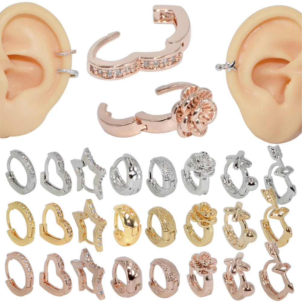 1 Piece Zircon Stud Ear Clip Tragus Cartilage Helix Earring Gem Ear Studs Cute Crystal New Style Fashion Body Piercing Jewelry