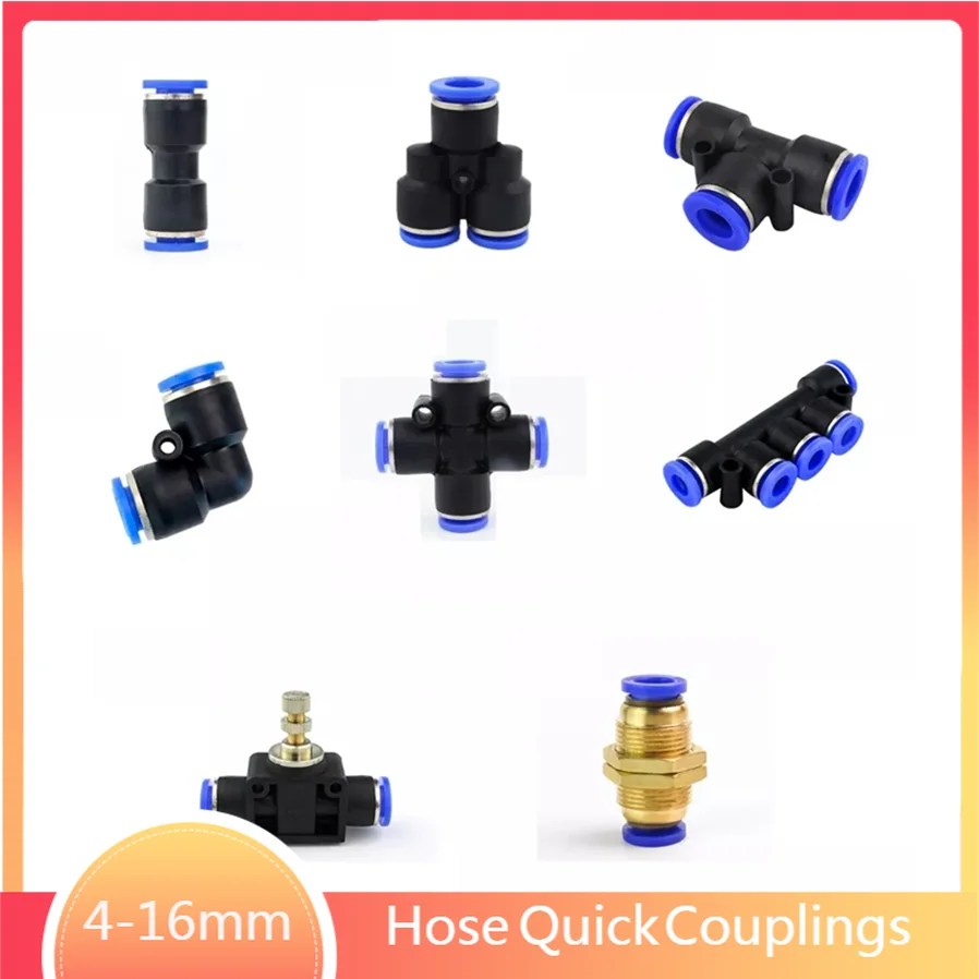 PY/PU/PV/PE/PA/PM Pneumatic fittings  water pipes and pipe connectors direct thrust 4 to 16mm PU plastic hose quick couplings