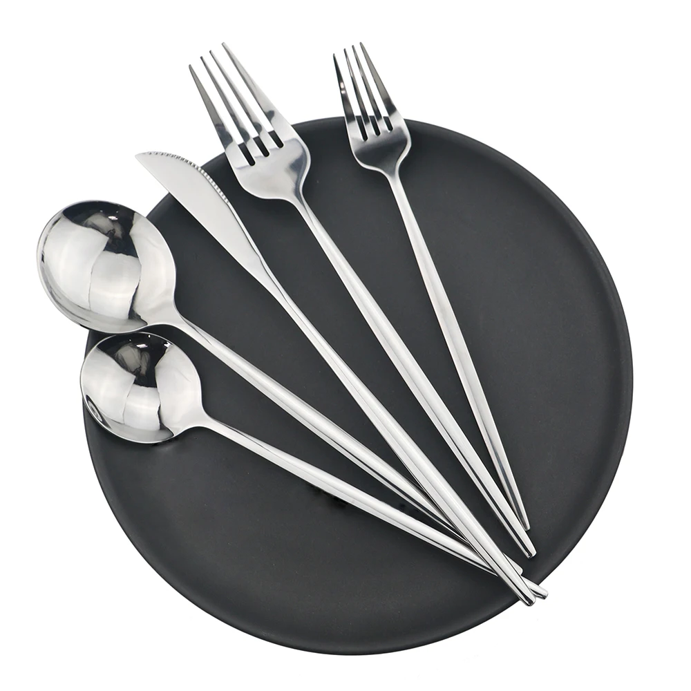 24/30/36Pcs Silverware Set Stainless Steel Dinnerware Set Cutlery Set Knife Fork Spoon Dinner Set Silver Home Tableware Set