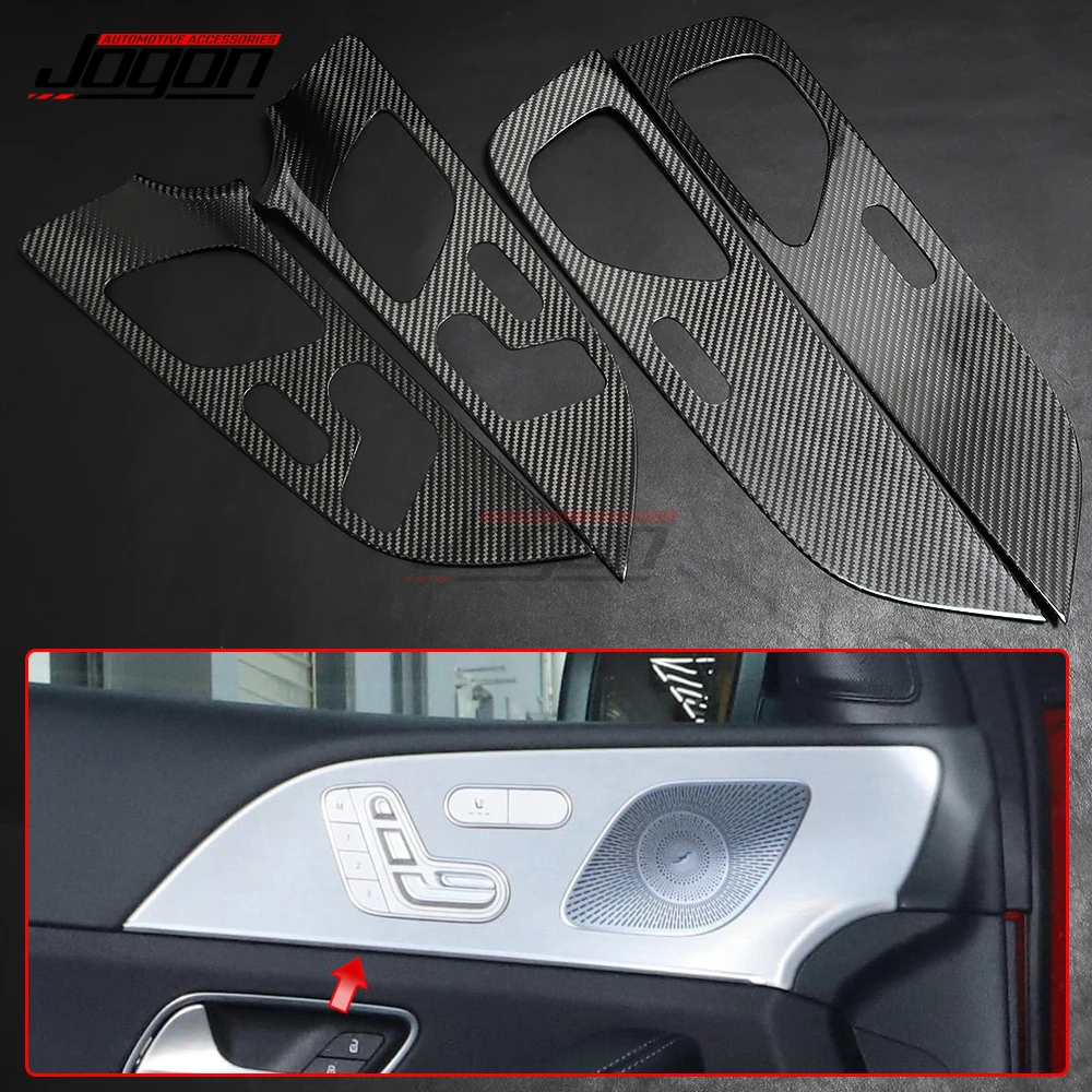 For Mercedes Benz GLE Class W167 GLE350 400 63 2020 Carbon Fiber Front &Rear Door Armrest Seat Adjust Button Speaker Cover Trim