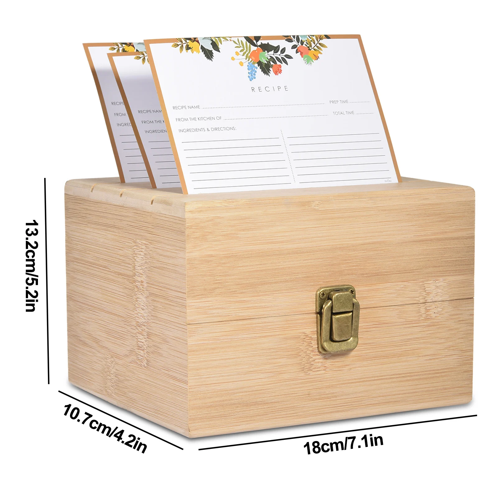 Kitchen Wooden Recipe Box Retro Practical 50Pcs Double-sided Recipe Cards Quick Access To Recipe Partitions For Beginners