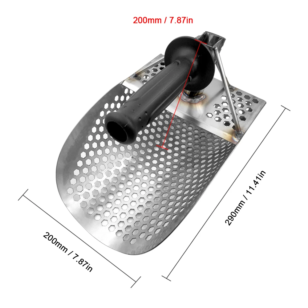 Ręczna szufelka ze stali nierdzewnej do wykrywania metalu, sześciokątne otwory 7Mm do łopaty do polowania na plażę