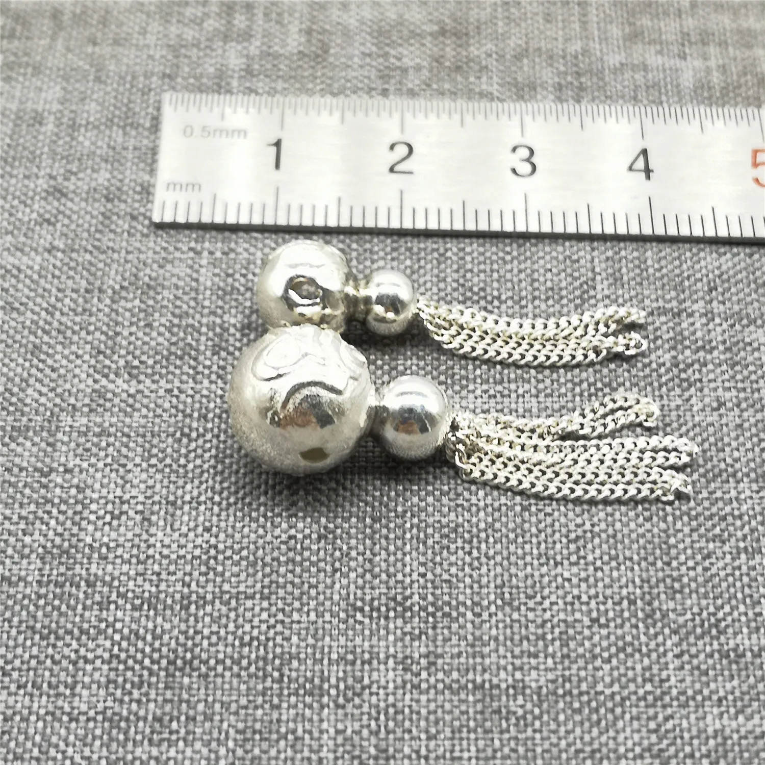 925 Sterling Silver Om Tassel Charm w/ Gourd Shape for Necklace Bracelet