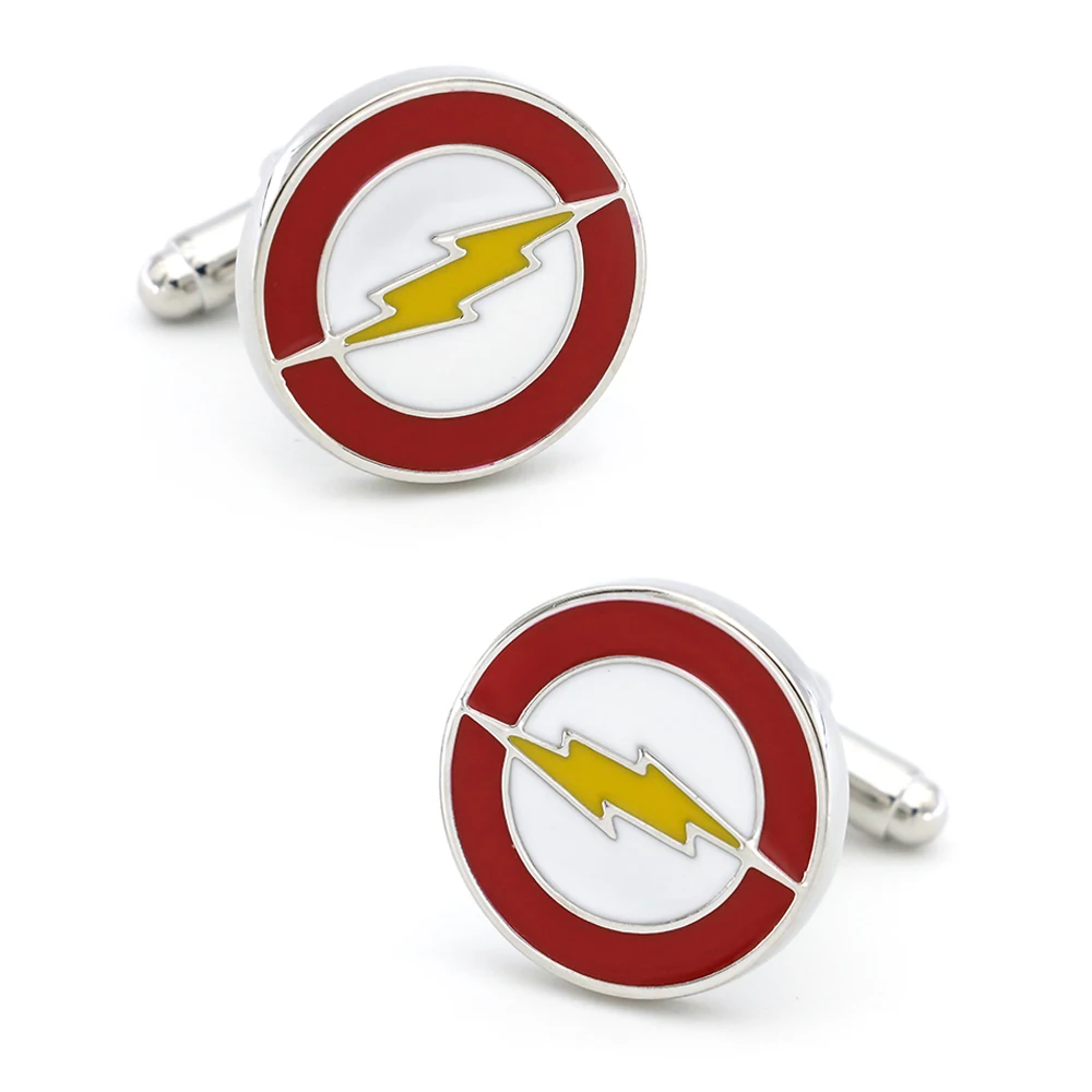 Superheroes Design Flash Cufflinks Quality Brass Material Red Color Cuff Links Wholesale & Retail