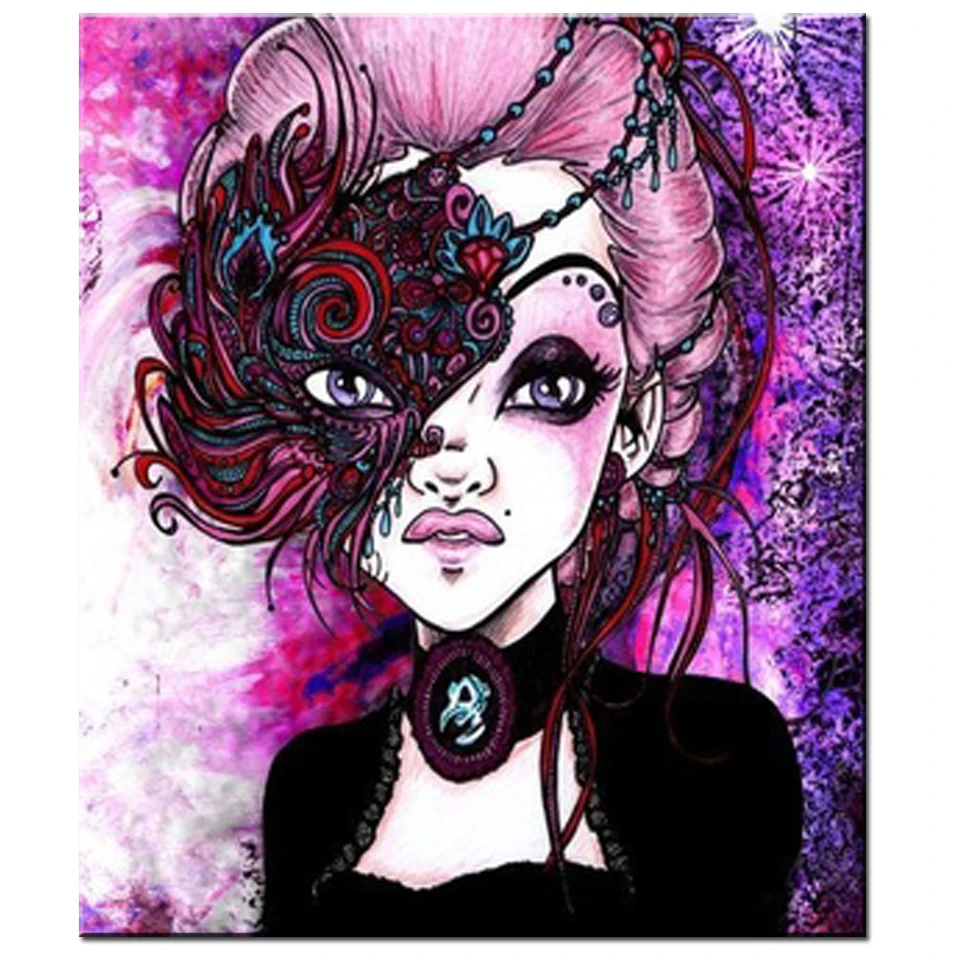 Fantasy Mask Girl DIY diamond painting Full Square round crystal Diamond embroidery Gothic Angel Fairy home decoration,R111