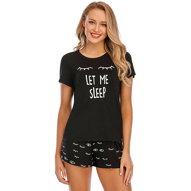 Women's Pajamas for Women Sleepwear Cute Print Short Set Pajama Sets Lovely Short Sleeve T Shirts Shorts Summer Pjs