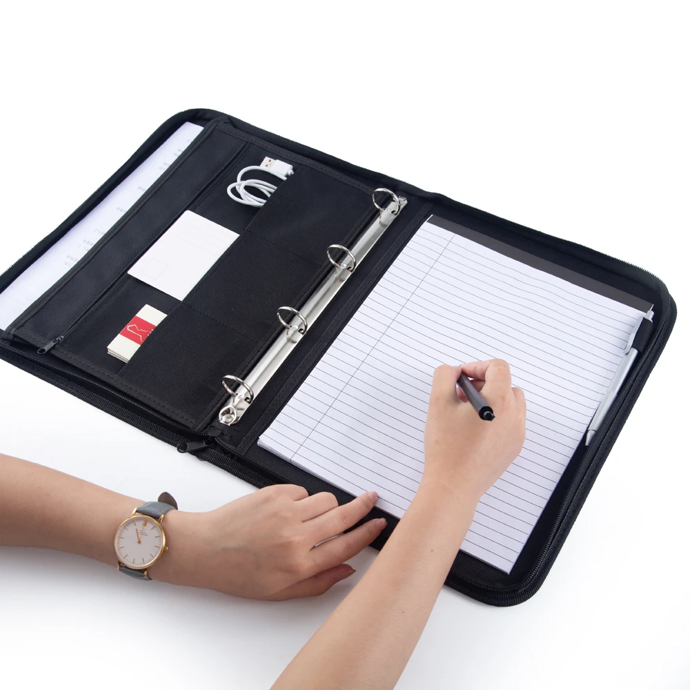 A4 Dokumen Folder File Hitam Oxford Kain Padfolio