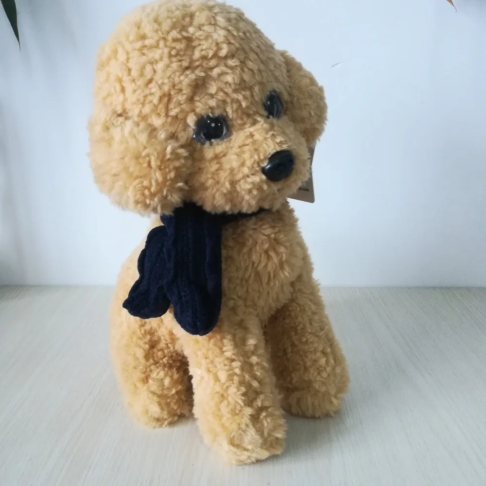 new toy about 32cm lovely squatting dog with scarf plush toy soft poodle toy dog doll birthday gift w0233