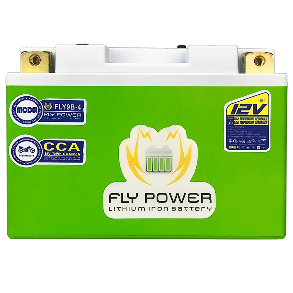 FLY9B-4 Motorcycle LiFePO4 Battery CCA 350A 72Wh BMS Lithium iron Phosphate Scooter Batteries 12V Replace YT9B-BS YT9B-4 GT9B-4