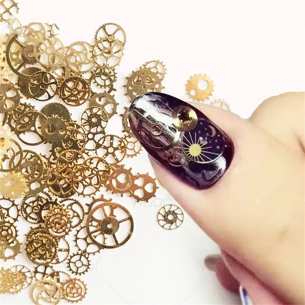 Punk DIY Tips Flowers Nail Sequins Hollow Metallic Manicure Decor 3D Flakes