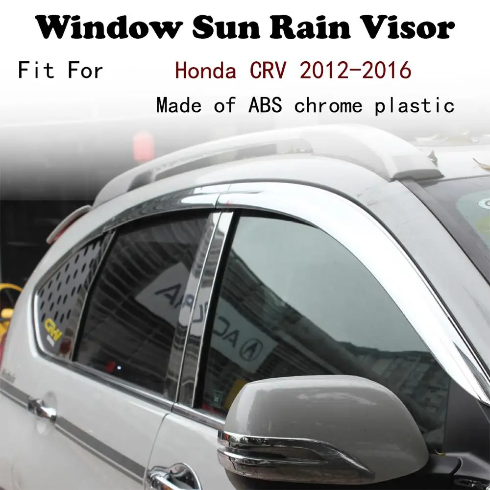 ABS Chrome plastic Window Visor Vent Shades Sun Rain Guard car accessories For Honda CRV 2012-2016