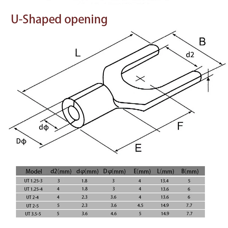 320Pcs/Box 10 In 1 Terminals Non-Insulated Ring Fork U-type Brass Terminals Assortment Kit Cable Wire Connector Crimp Spade