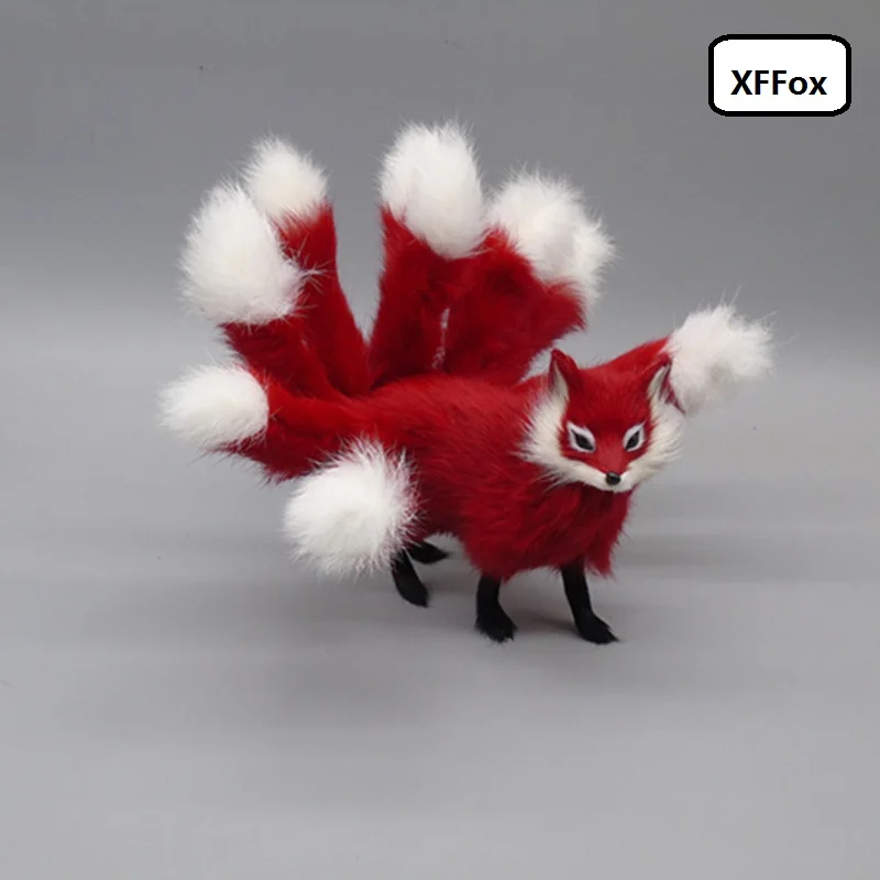 

new real life nine-tails fox model plastic&furs simulation red fox gift about 23x12cm xf2315