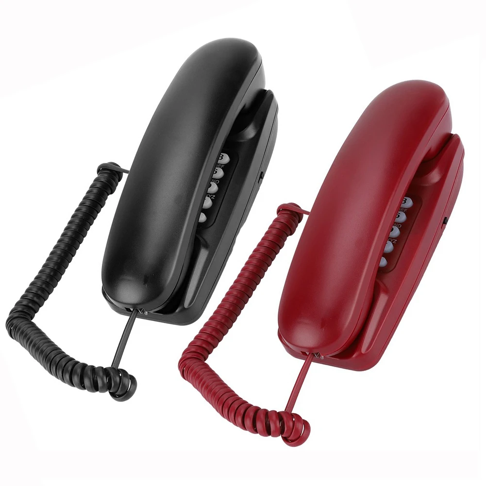 Mini teléfono montado en la pared, teléfono fijo para el hogar, extensión de teléfono con cable fijo de escritorio, sin identificador de llamadas para el hogar, Hotel y oficina