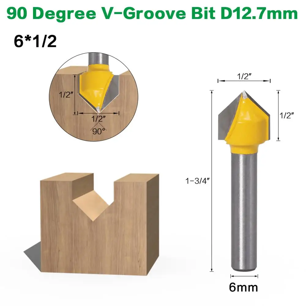 6mm Shank Router Bits Set Core Box Bit rounf nose bit 90 Degree V-Groove Bit For Woodworking Tools
