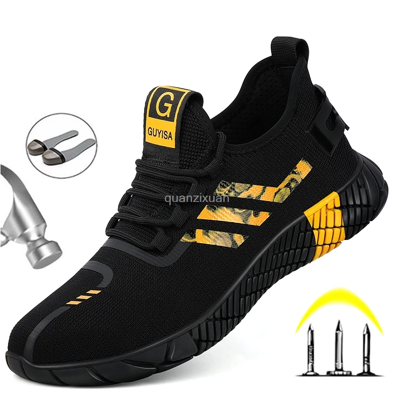 Men Safety Shoes Steel Toe Work Boots For Man Puncture-Proof Working Sneaker Men's Work Safety Boots Breathable Protective Shoes