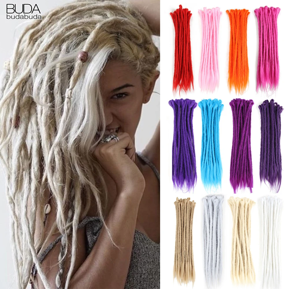 

20Inch Handmade Dreadlocks Braids Hair Extensions For Men 10Strands Synthetic Crochet Braiding Ombre Hair For Women Blue Red