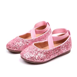 Ballerines scintillantes pour filles, chaussures de soirée séparés ante pour bébé, chaussures de princesse dorées scintillantes pour enfants de 3 à 12 ans