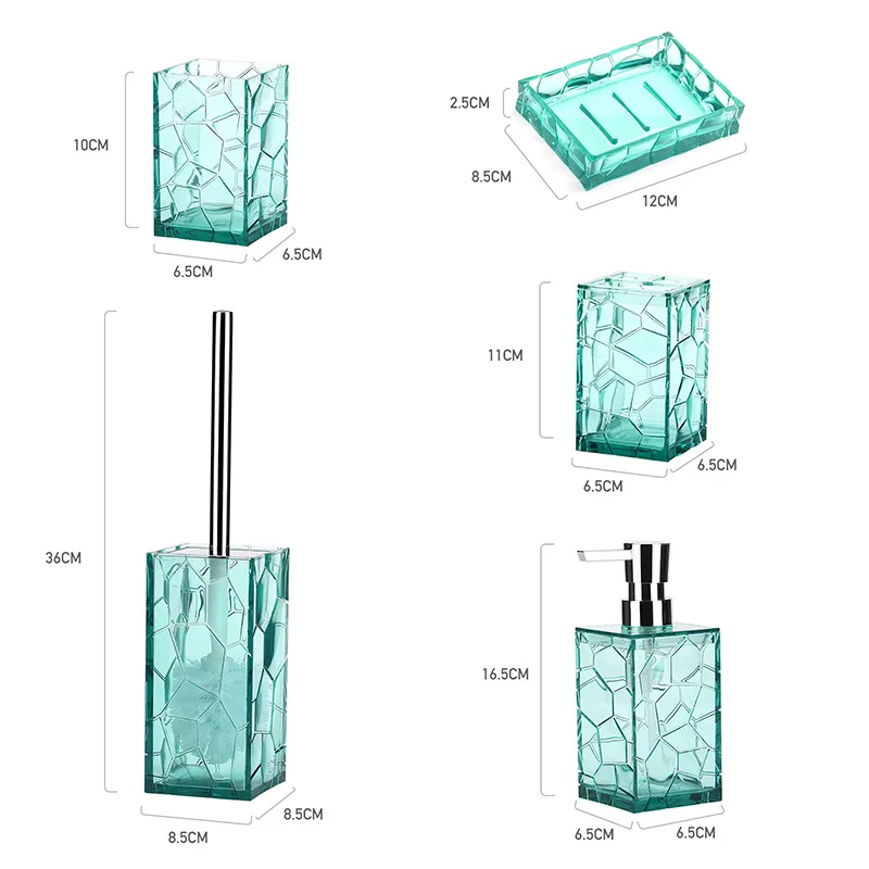 Acrylic Bathroom Accessories Sets Toilet Brush Shampoo Dispenser Toothbrush Holder Mouthwash Cup Soap Box Luxury Home Decoration